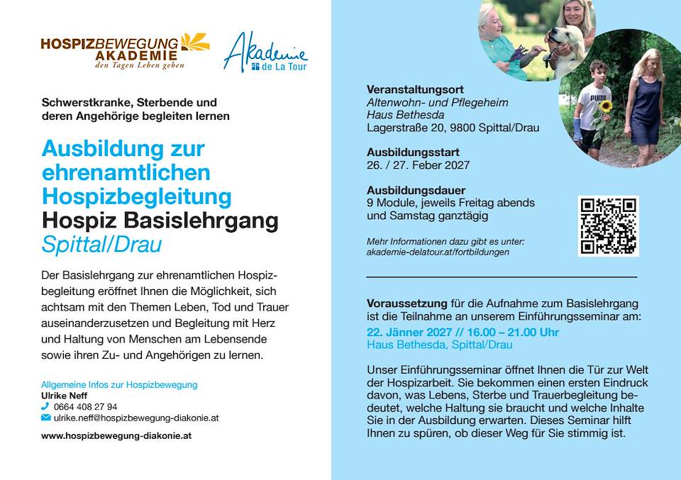Ausbildung ehrenamtliche Hospizbegleitung Spittal/Drau