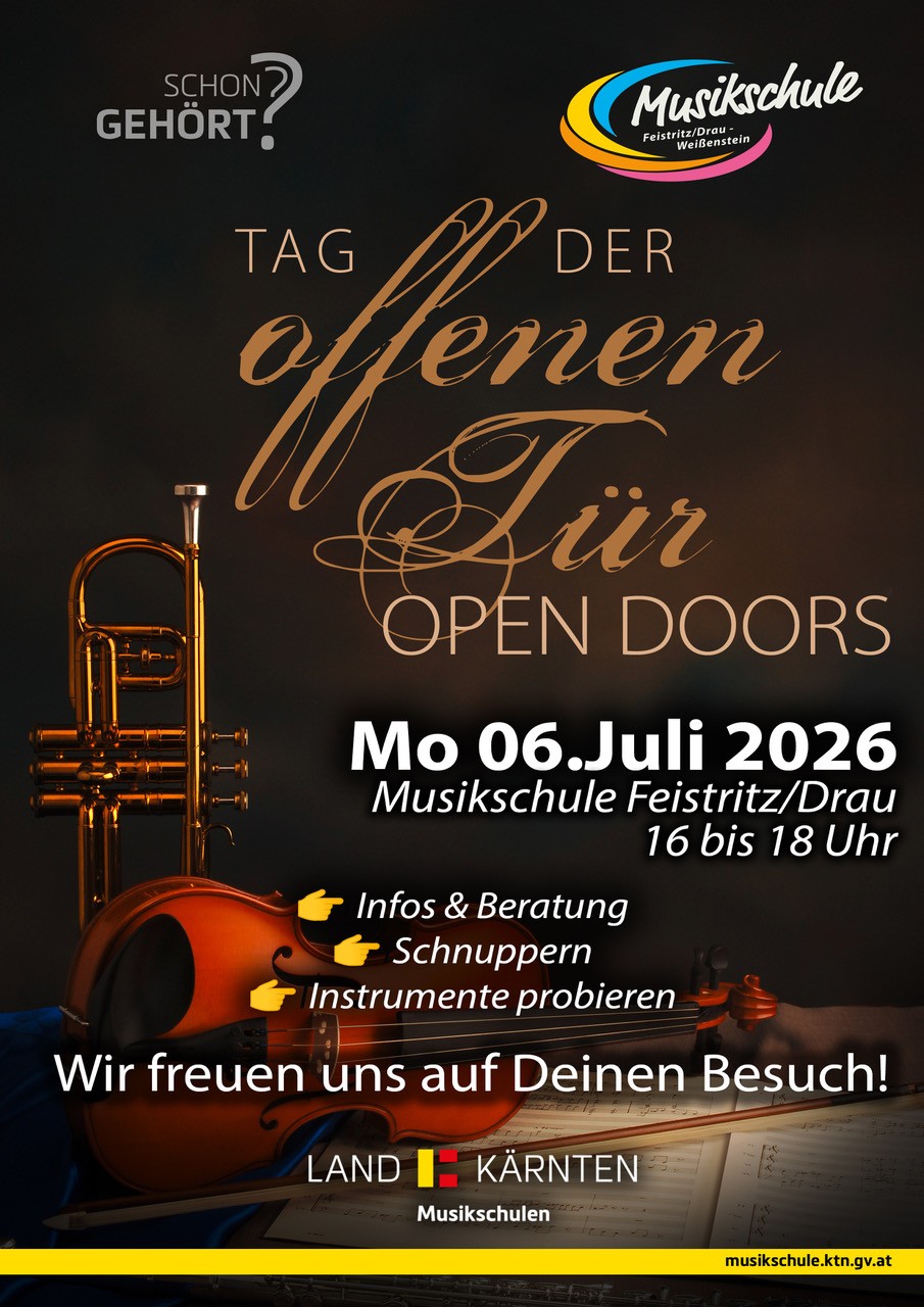 Flyer Tag der offenen Tür Musikschule Feistritz